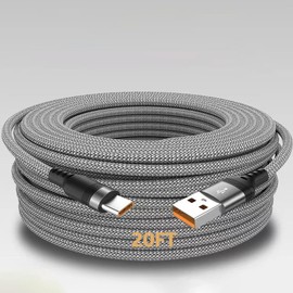 MEDIOPPTEK USB A to USB C Cable 20ft 5M A-C, Extra Long 1-Pack USB A to C Charger Cable 60W Fast Charging for i-Phone 16 Pro Max/Plus/Pro, for Phone 15 Pro Max Plus, for Red (Grey)