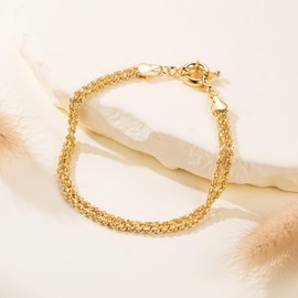 Yzytdgzy 14K Gold Bracelet For Women Layered Rope Bracelet For Womens