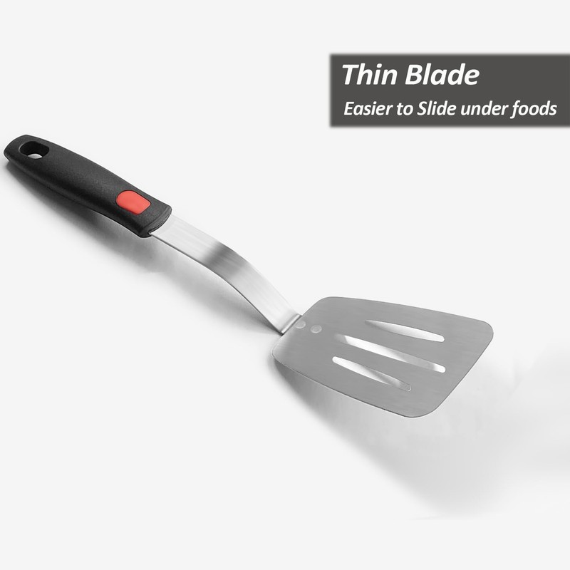 Stainless Steel Spatula, Flexible Metal Slotted Turner for Cast Iron