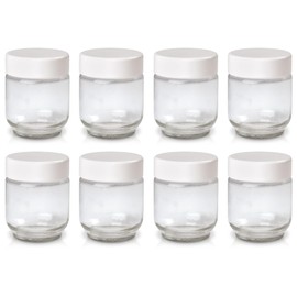 Euro Cuisine Euro Cuisine GY1920 Glass Jars with Lids for Yogurt Maker, Clear, 6 Ounce, Set of 8 6oz Glass Jars for Yogurt, Parfaits, Clear Yogurt Containers