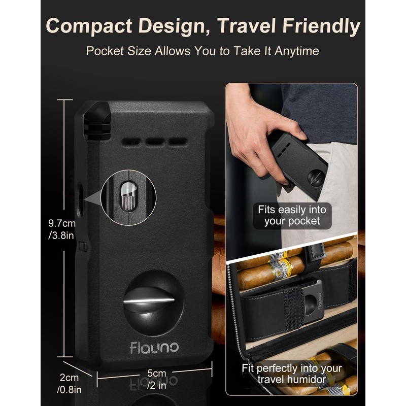 Cigar Lighter, 5- in -1 Torch Lighter, Built-in V-Cut Cigar