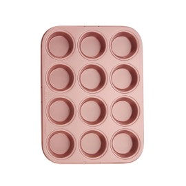 Wiltshire Rose Gold 12 Cup Muffin Tray, PFOA PTFE Free, Cupcake Mould, Non-Stick Coating, Rectangular Coated Baking Tin, Sheet Steel Bakeware, Carbon Steel, 35.4x27x3cm