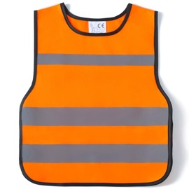 IDOU Orange Kids Adjustable Waist Safety Vest Pullover with 360° Reflective Strips, Hi-Vis Toddler Construction Vest for Ages 3-6 Outdoor & Night Use/ ADTTS1/XS