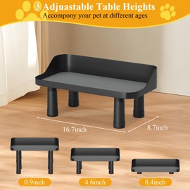 Tisslex Elevated Dog Food Bowls Stand,3 Adjuastable Heights Raised Dog Feeding Station Splash Proof Pet Bowl Stand for Large Sized Medium Sized Dogs & Pupyy & Cat - Black