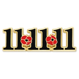 PinMart 11-11-2011 Remembrance Memorial Day Enamel Lapel Pin - Patriotic Decorations for Mens Suits - Single or Bulk Poppies For Memorial Day – 1 Piece