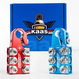 Kaas Battery Terminal Connectors Set - Red/Blue Top Post for 8AWG to 4/0 AWG