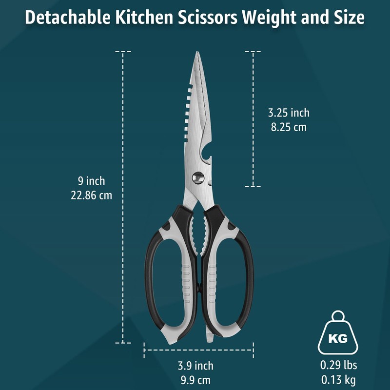 BoFuYuan Kitchen Scissors, 9-Inch Heavy Duty Multipurpose Food Cutting Shears,