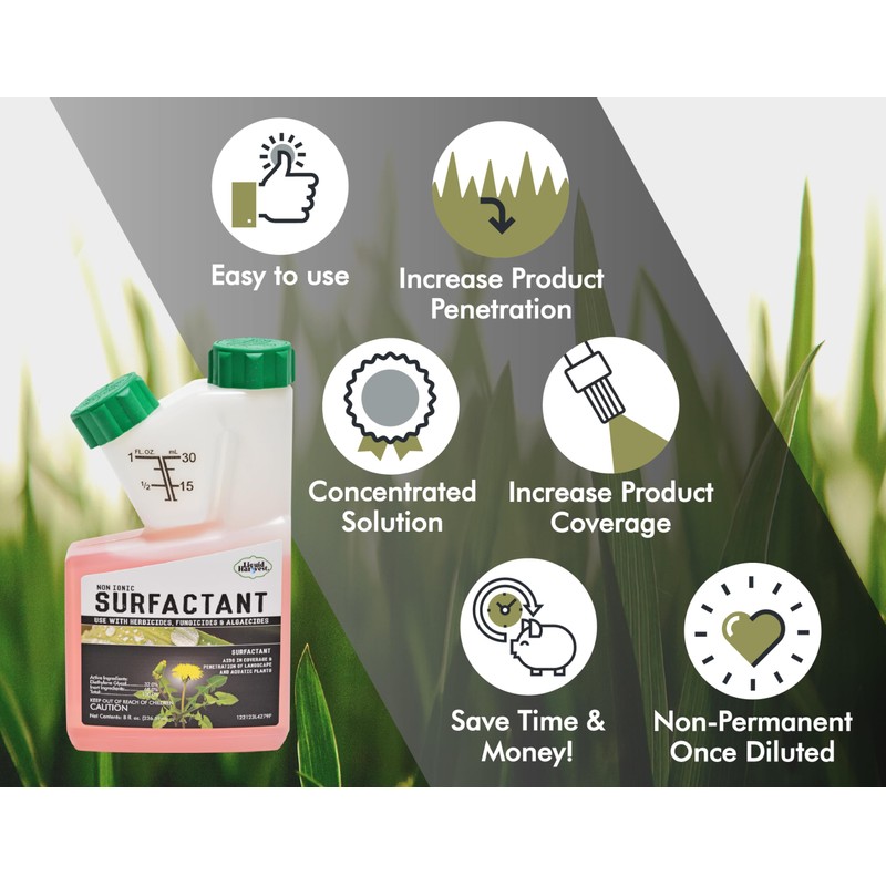 Concentrated Surfactant for Herbicides Non-Ionic 8oz, Increase Product Coverage, Penetration,