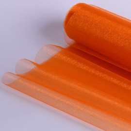 Crystal Organza Fabric Tulle - 16" by 50 Yards Sheer Fabric for Wedding Party Decoration Bridal Shower Tutu Roll Netting Spool Ribbon Wrapping (Orange)