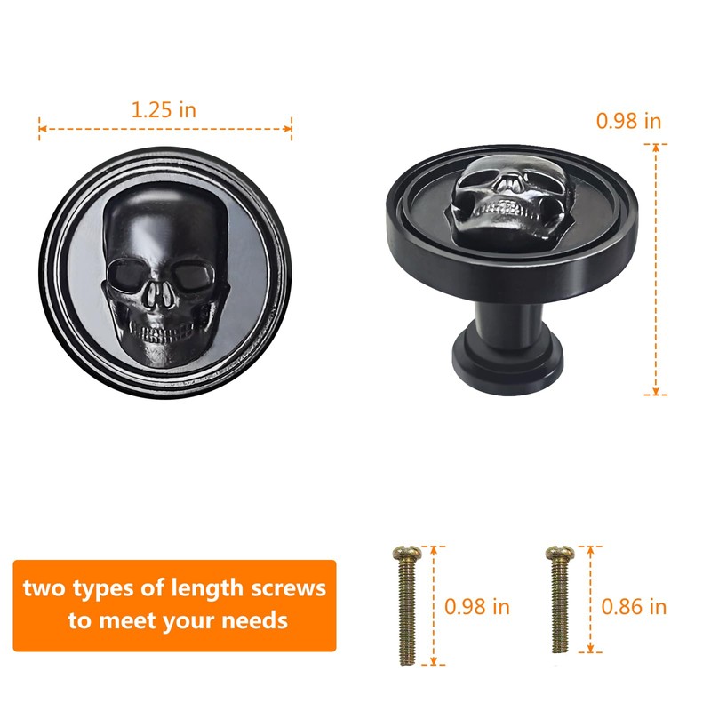 BAMI-LEE House Vintage Skull Knob, 6 pcs Single Hole Cabinets