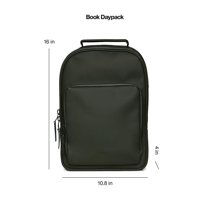 RAINS Book Daypack - Green Laptop Backpack for Men and