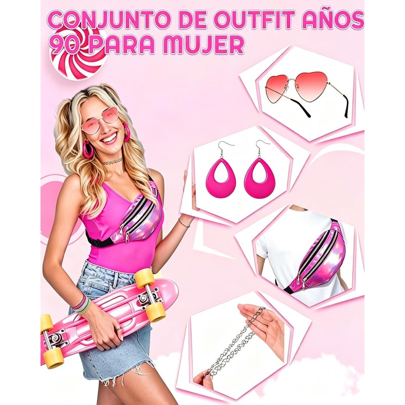16 Piezas Ropa De Los 80s Para Mujer, Disfraz De