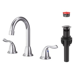 ARCORA Bathroom Sink Faucet 3 Hole, 8 Inch Widespread Bathroom Faucet, Chrome Bathroom Faucet with Pop Up Drain and Supply Lines