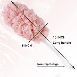 PPHAO - Loofah Sponge Back Scrubber Rough- Bath Brush Long Handle for Shower - Loofah Exfoliating for Men - Shower Loofah for Women - Pink Loofah - 1Pack