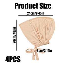 Set of 4 Hijab Headscarf, Islamic Muslim Women Abaya Women's Turban Undercap Gift Set, Summer Girls Christian Islam Muslim Prayer Clothing Headwear for Women Chemo Headscarf Hat, multicoloured, One