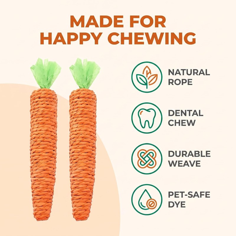 2 Pcs Orange Natural Interactive Sisal Carrot Cat Toys,Cat Dental