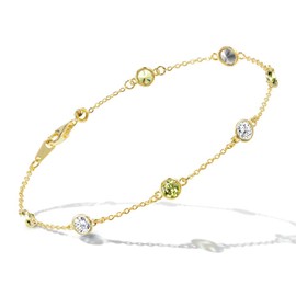 Gift from New York Women's Birthstone Ruby Sapphire Simulated Diamond Bracelet Platinum 18K Yellow Gold Plated 925 Silver Brand, Sterling Silver , Created Diamond