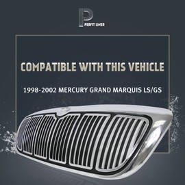 Perfit Liner New Replacement Parts Front Chrome Grille Grill With emblem provision Compatible With 1998-2002 Mercury Grand Marquis LS/GS Fits FO1200353 F8MZ8200AA