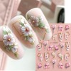 Ieron Nail Art 5D Dreidimensionale sommerfrische rosa Kamelie 3D-geprägte Nagelaufkleber
