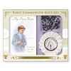 First Holy Communion gift set Boys Black Rosary Beads, Missal & Rosette