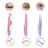 TheFirstGrain False Eyelash Tweezers, Set of 3, Self Eyelashes, False