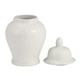 Sagebrook Home 10" Ivory Temple Jar Ceramic Chinoiserie Classic Contemporary Decorative Ginger Jar Bottles Traditional