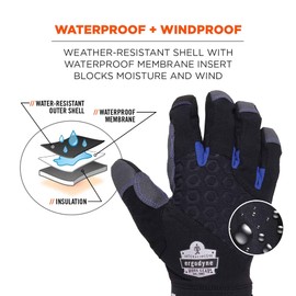 Ergodyne ProFlex 817WP Waterproof Thermal Work Gloves, Reinforced Palms, Size XXL