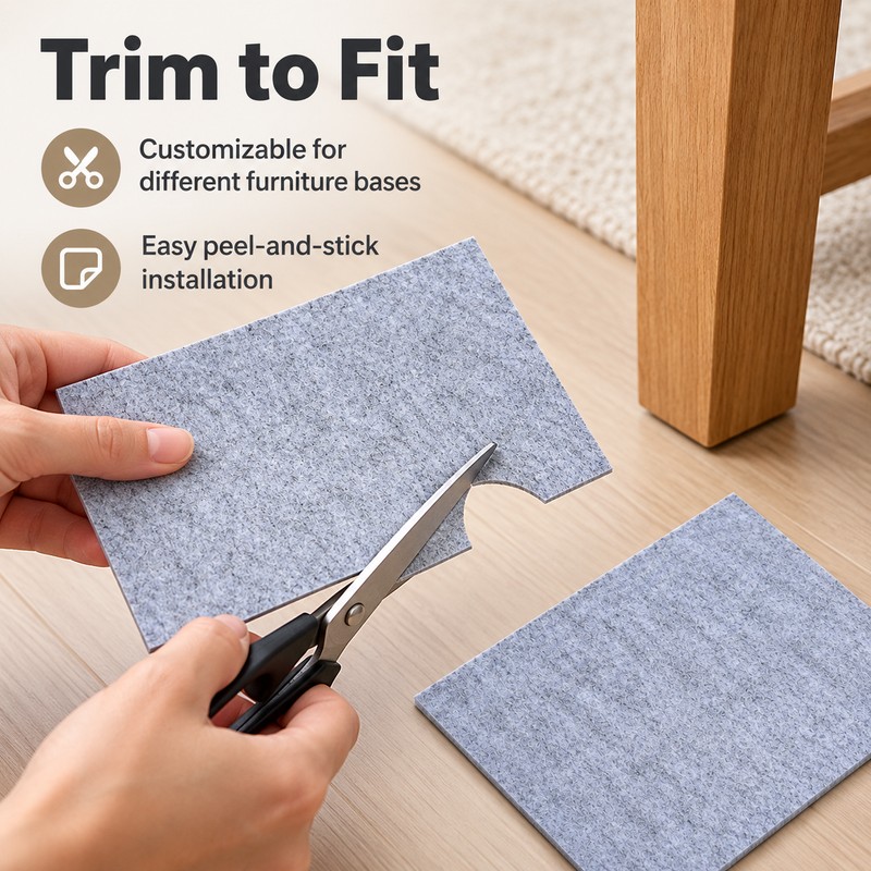 2-Pack Self-Adhesive Felt Furniture Pads - Cut-to-Fit Floor Protectors for