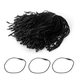 Zhooooonglf Hang Tag Nylon String 7.87 Inch Pack of 180 Cotton Hang Tag String Snap Lock Pins Loop Price Tag Fastener Plastic Tags Ties Black