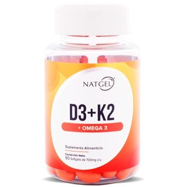 D3 + K2 | Natgel Vitaminas D3 + K2 y Omega 3 | Formula avanzada para Salud General, Óseo, Cardiovascular y Cerebral | Capsulas Softgels
