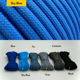 EDCX 4 mm Polyester Paracord 550, 25+ Colours (15, 30 and 50 m) - Type III, 100% Nylon Rope, 7 Stranded Rope, 4 mm Nylon Rope in Many Colours, Solid Colours (Sky Blue, 15 m)