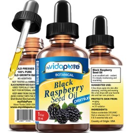 MYVIDAPURE BLACK RASPBERRY SEED OIL 100% Pure VIRGIN UNREFINED 1 Fl.oz.- 30 ml. For Face, Body, Hair, Lip Care, Nails