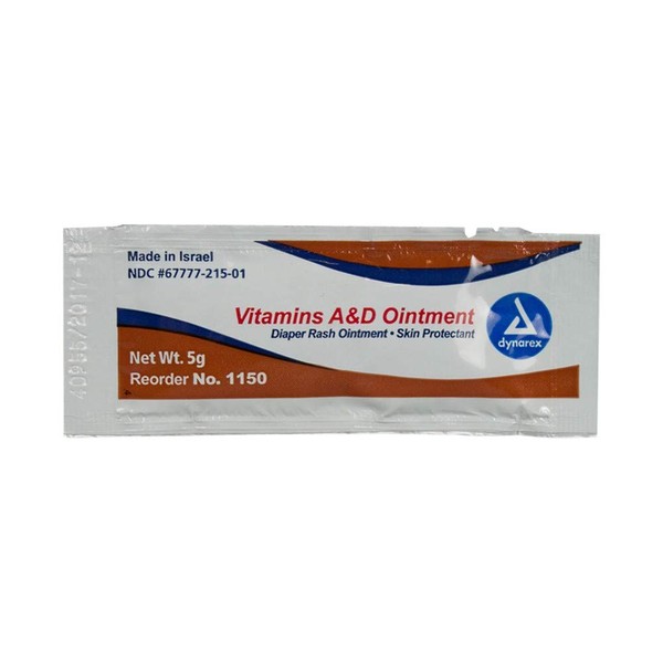 Dynarex - 268883 Vitamins A & D Ointment, 5g Foil Packs, Pack of 144