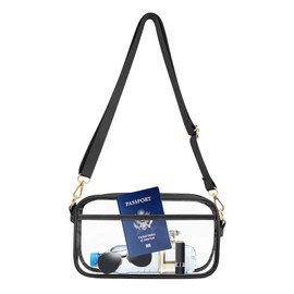 VOROLO Large Waist Pack Clear Crossbody Bag,Stadium Approved Small See Through Purse Handbag with Adjustable Shoulder Strap for Sports Black, 02 Black, Large Clear Bag, Large Clear Crossbody Bag