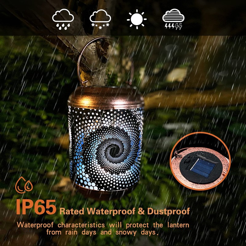 Solar Lanterns Outdoor Hanging Lantern Metal Waterproof LED Lantern with