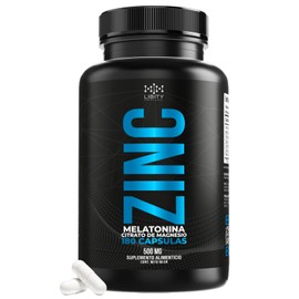 NIGHT | Zinc + Citrato de Magnesio y Melatonina con 180 Cápsulas de 500 mg (Rinde Hasta 6 Meses) Alta Biodisponibilidad y Pureza, Apoyo al Bienestar Nocturno y Función Muscular – Formulación de Grado Farmacéutico