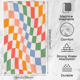 SAYOUZ Retro Twisted Colorful Checkerboard 2 Pack Hand Towels for Bathroom, Highly Absorbent Soft Hanging Kitchen Dish Towel Spa Gym Towels for Home Decor & Gift Idea,14"X28"