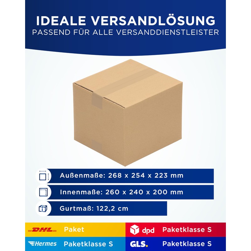 KK Verpackungen Shipping Boxes 260 x 240 x 200 mm