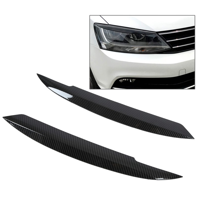 2PCS Car Headlight Eyebrows Carbon Fiber Style Left Right Replacement