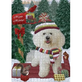 Doggie of The Day Bichon Frise Dogs - Woodland Sled - Jigsaw Puzzle for Adults - Interlocking Puzzle Game Artwork - Gift for Dog Lovers, 200 pcs. DOTD200PZLE5563