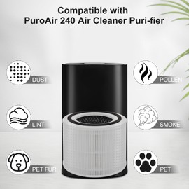 240 Filter Replacement Compatible with PuroAir 240 Air Cleaner Puri-fier, 3-in-1 HP-14 Filter Replacement with Activated Carbon Filter, 2 Pack