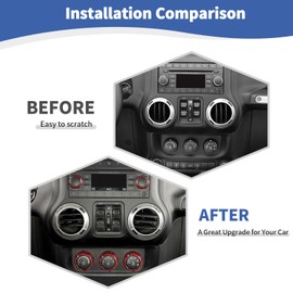 JOSHELA for Jeep JK Radio Audio AC Knob Cover Trim Ring for Jeep Wrangler JK 2011-2017 for Compass 2010-2016 for Patriot 2011-2016 Red Carbon Fiber Interior Accessories 5pcs