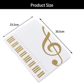 Syiyunran A4 Music Folder Chorus Folder Document Folders - White 80-Sided Music Folder, Waterproof Plastic Music Folder Pentatonic Folders, Art Folders, Piano, Guitar with 2 Transparent Divider Clips
