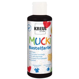 KREUL Mucki 24114 Craft Paint for Children, 80 ml in Black, Children's Paint, Water-based, Paraben-Free, Gluten-Free, Lactose-free and Vegan, Washable, Can be Painted with Brush and Sponge