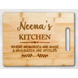 AcevedoDesign Neena's Kitchen Bamboo Cutting Board - Mother's Day Cutting Board - Mother's Day Gift - Birthday Gifts From Grandchildren - Son Daughter - Best Neena Cutting Board - Neena Gifts
