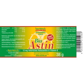 Astaxanthin - from Hawaii - BiuAstin vegan - 50 capsules with 12 mg natural astaxanthin - the original: Ivarsson's BiuAstin