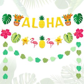 Hawaiian Tropical Party Decorations Aloha Party Banner Hawaiian Accessories Aloha Summer Parties Supplies Photo Backdrop