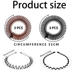 A set of 6 elastic plastic headbands and 2 black metal headbands, women and men headband accessories with non-slip teeth, used for outdoor sports, yoga