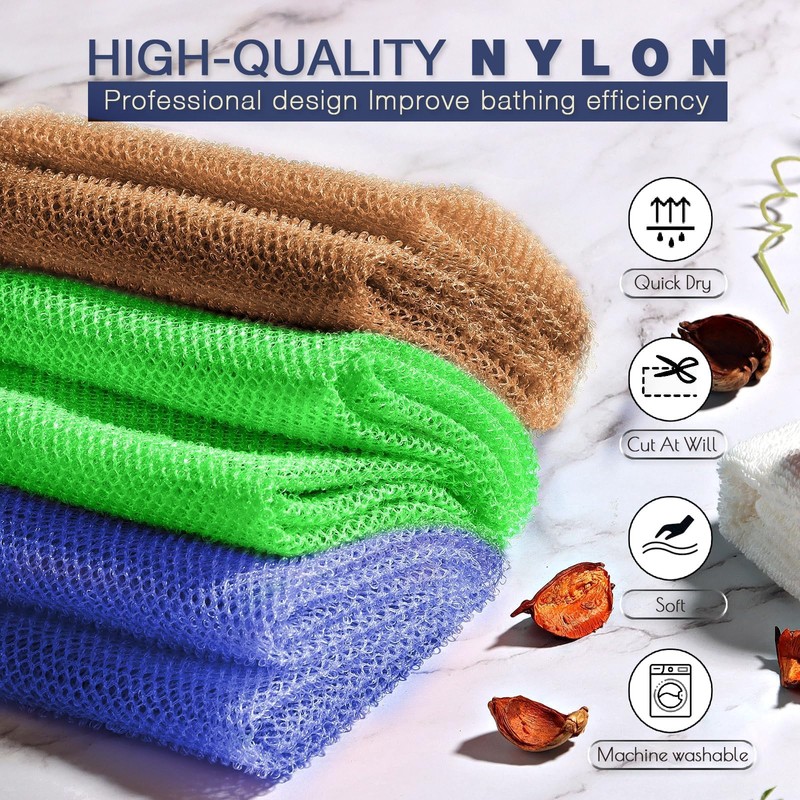 UJFQBH 3 Pieces African Bath Sponge African Net Long Net