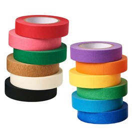 HUAZIZ 12 Rolls of Coloured Tape, Each Roll is 10 Metres Long, VRainbow Tape Set, Masking Tape Set for Crafts, DIY, Colour Coded, 12 mm Wide